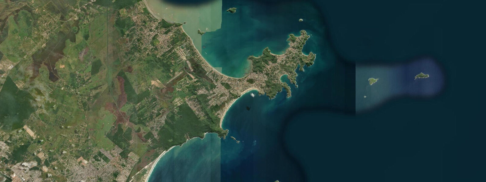 Satellite view of the coast near Búzios