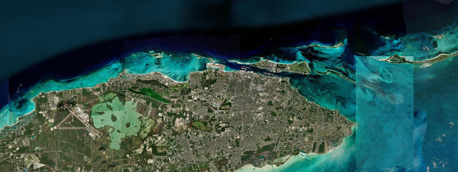 Satellite view of the coast near Cable Beach, New Providence