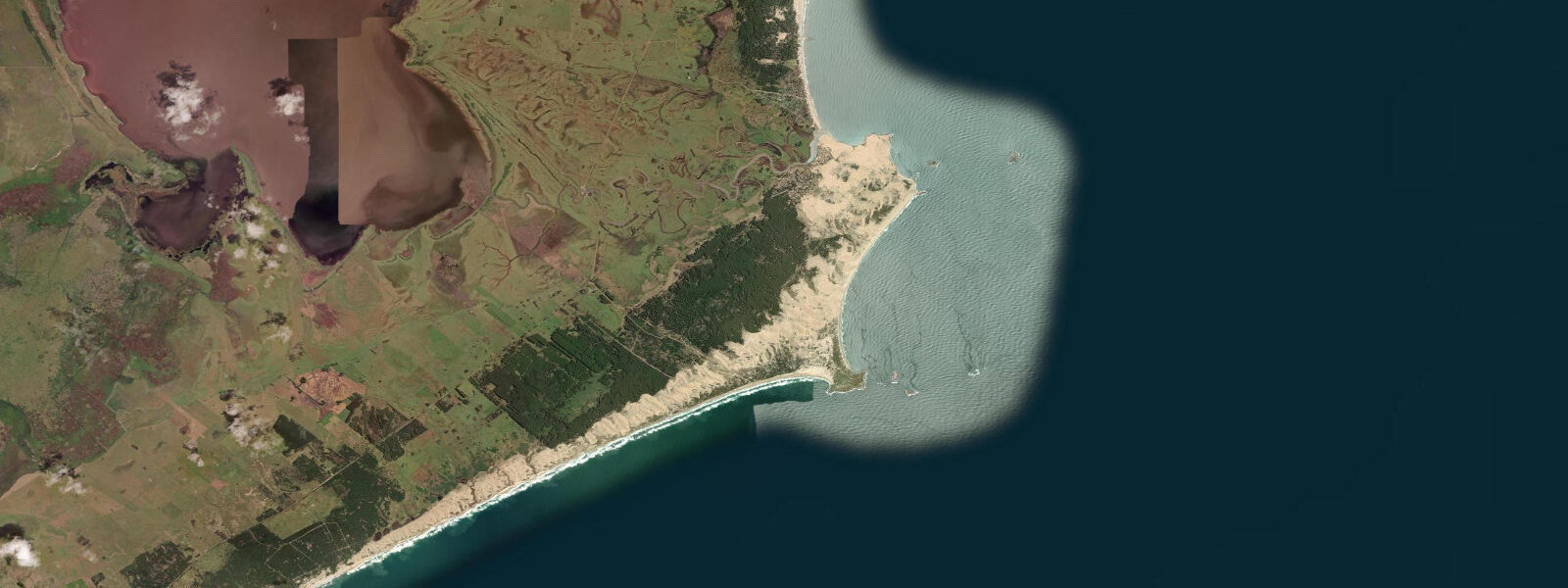 Satellite view of the coast near Cabo Polonio