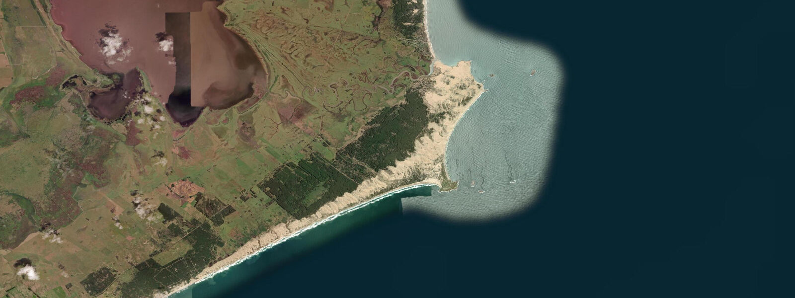 Satellite view of the coast near Cabo Polonio