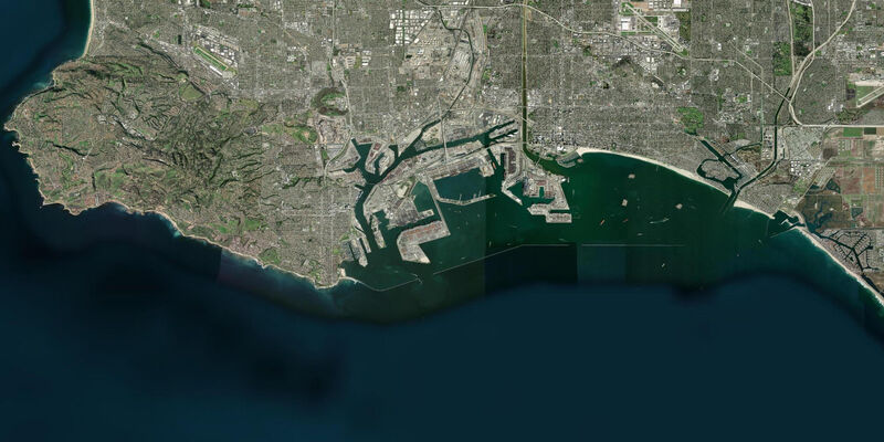 Satellite view of the coast near Cabrillo Beach