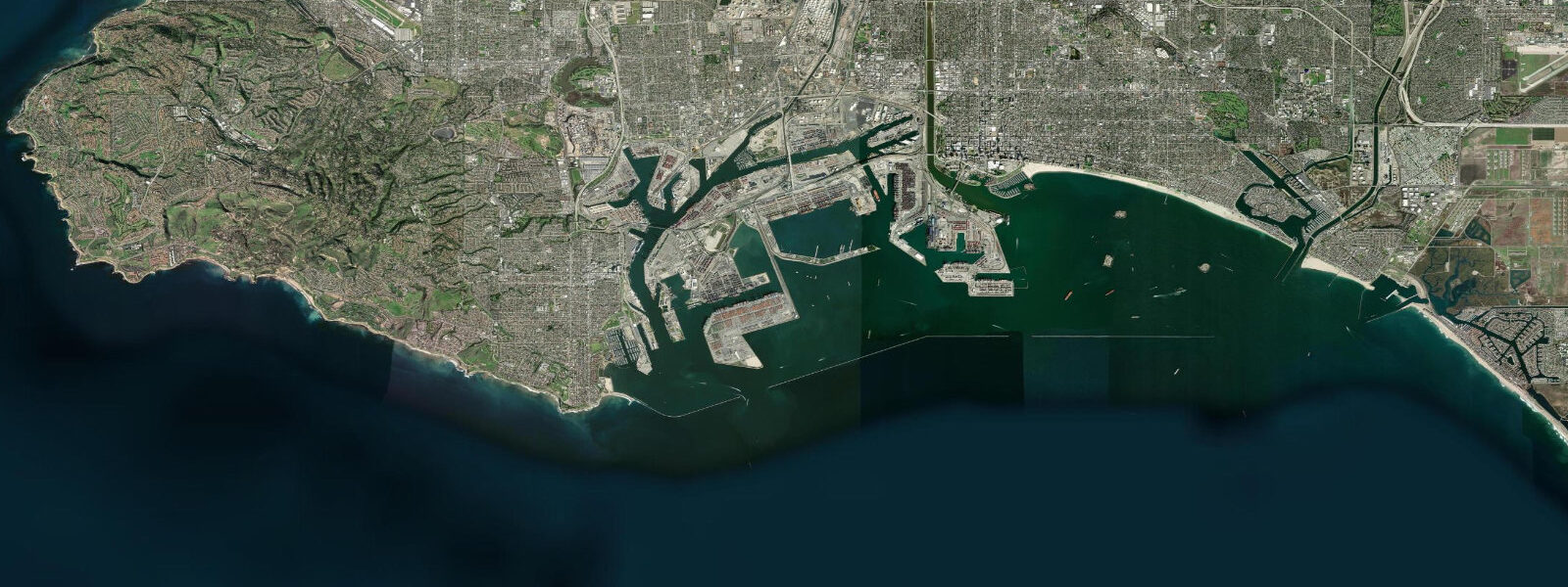 Satellite view of the coast near Cabrillo Beach