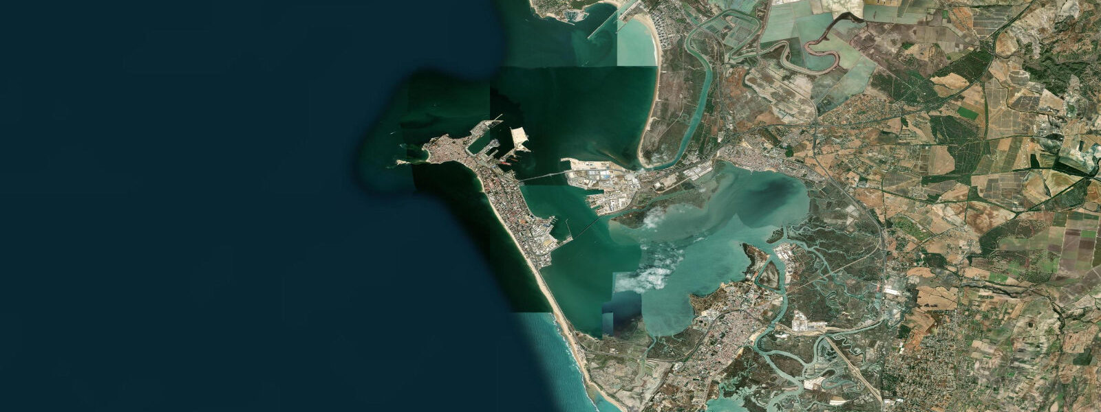 Satellite view of the coast near Cádiz