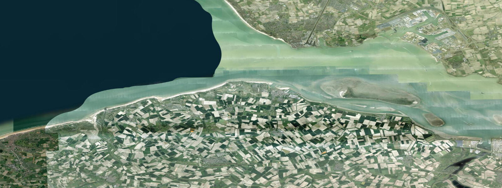 Satellite view of the coast near Cadzand