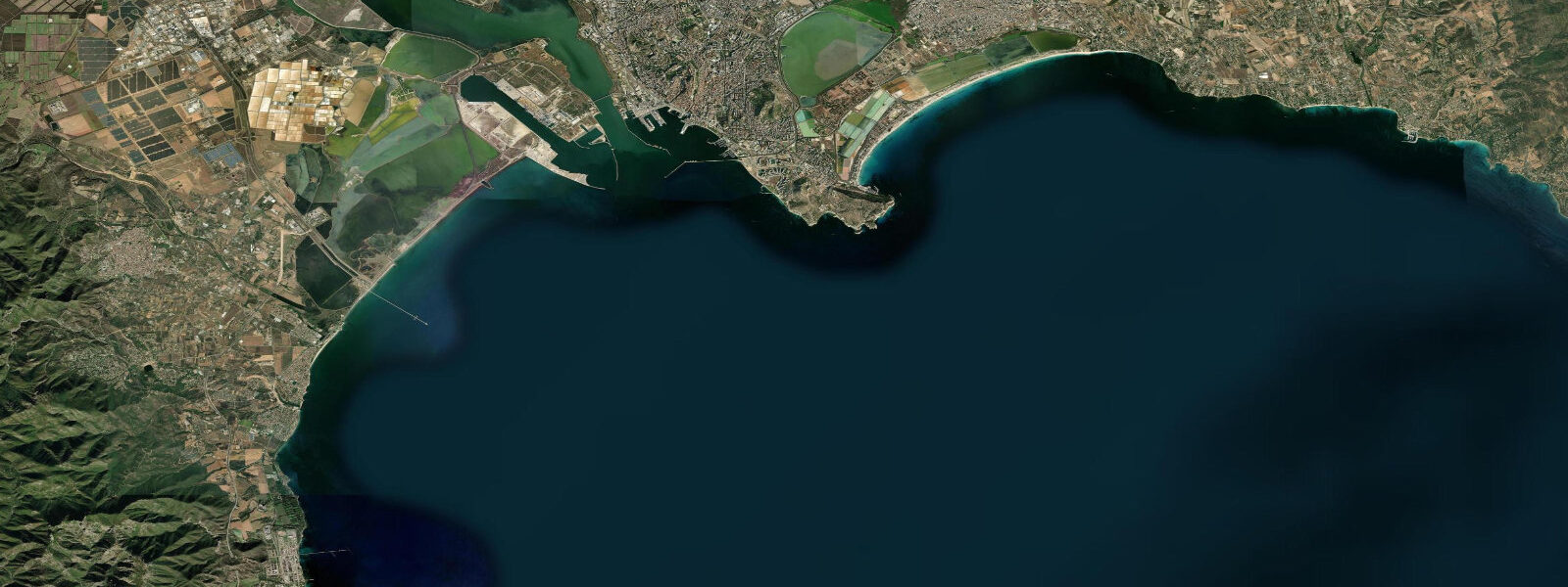 Satellite view of the coast near Cagliari