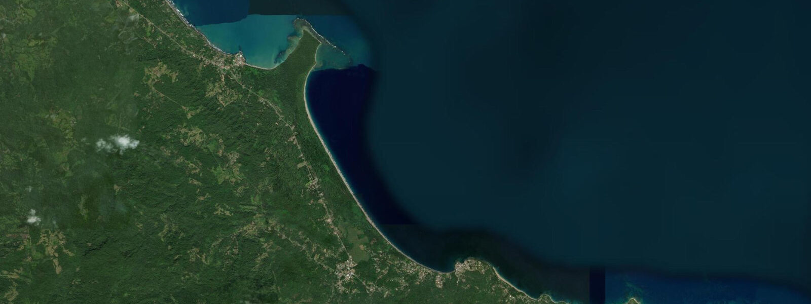 Satellite view of the coast near Cahuita