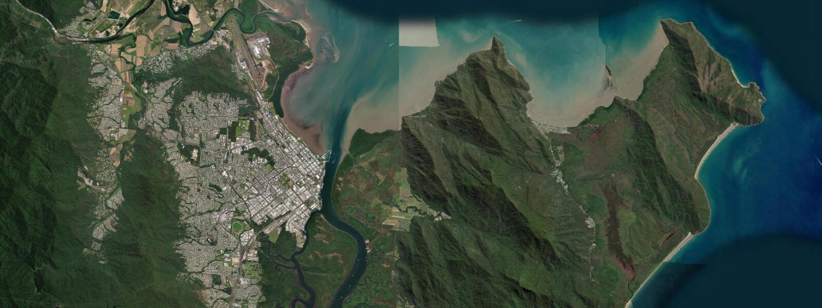 Satellite view of the coast near Cairns