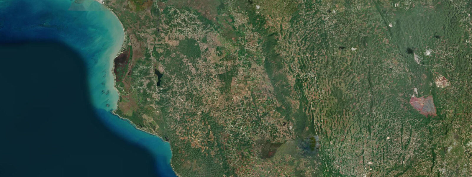 Satellite view of the coast near Calabash Bay, Jamaica