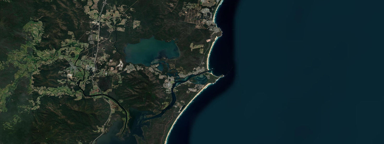 Satellite view of the coast near Camden Haven