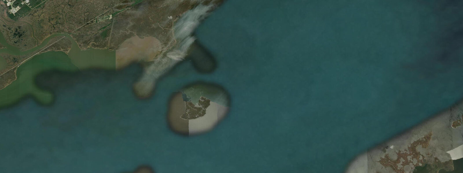 Satellite view of the coast near Campbell Island