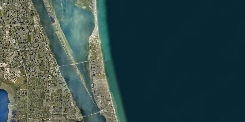 Satellite view of the coast near Canova Beach