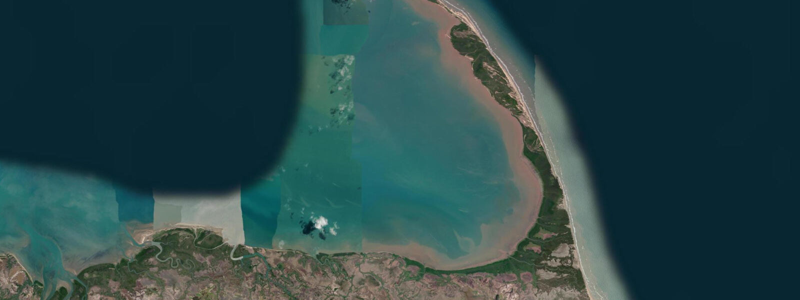 Satellite view of the coast near Cape Bowling Green