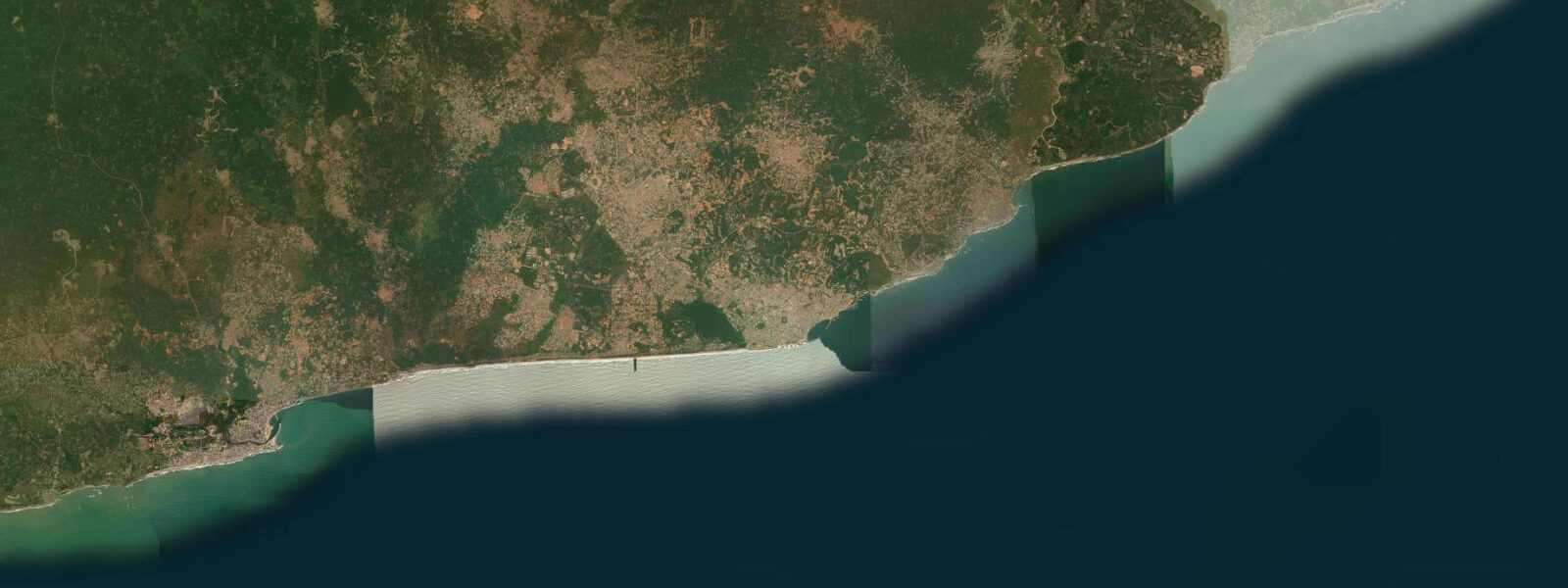 Satellite view of the coast near Cape Coast