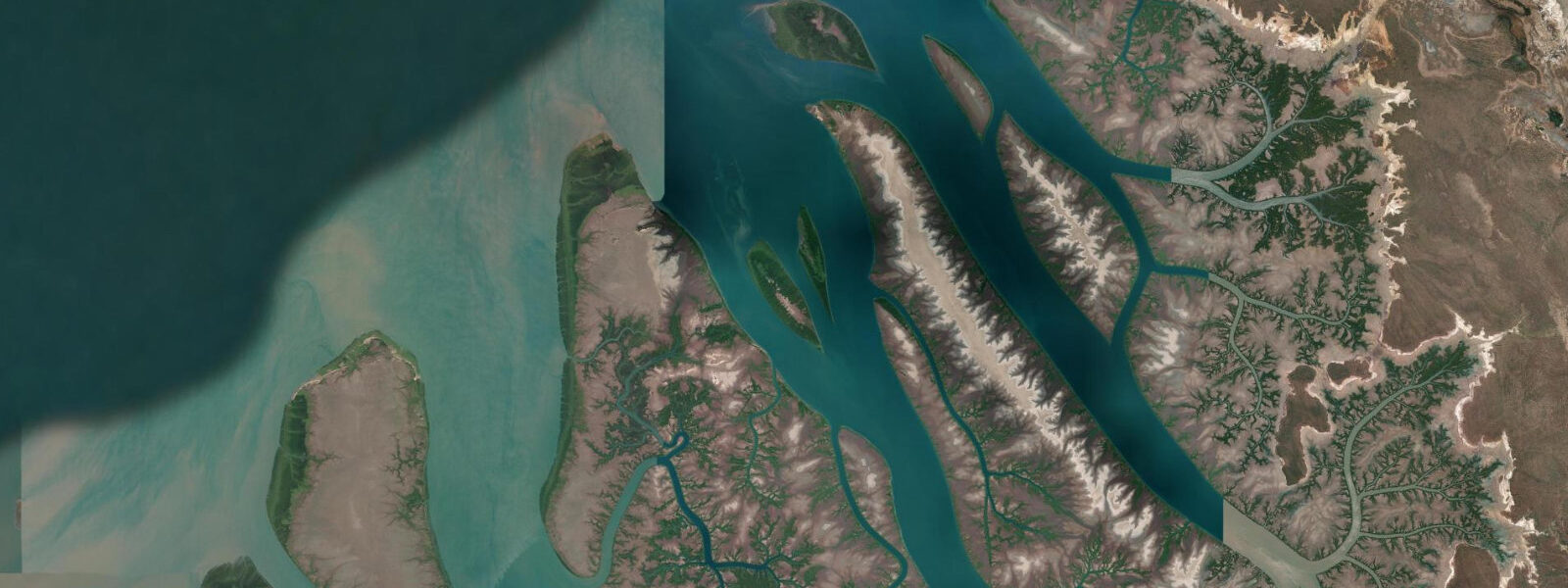 Satellite view of the coast near Cape Domett