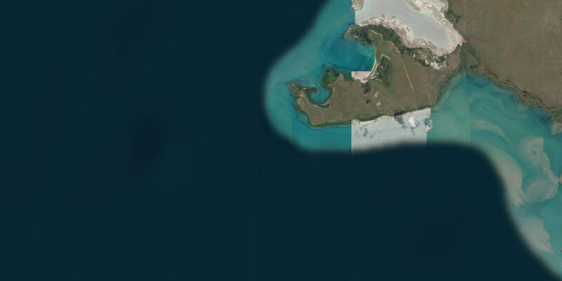 Satellite view of the coast near Cape Don