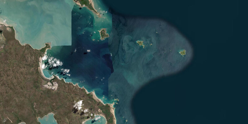 Satellite view of the coast near Cape Grey