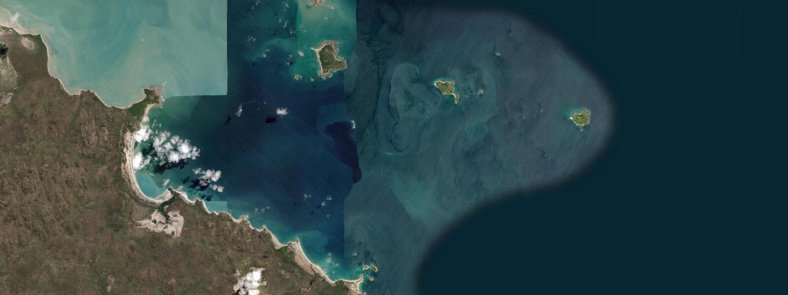 Satellite view of the coast near Cape Grey