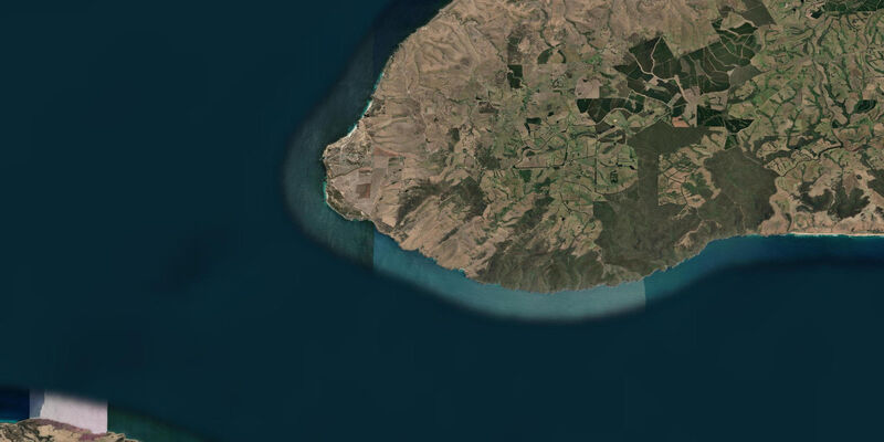 Satellite view of the coast near Cape Jervis