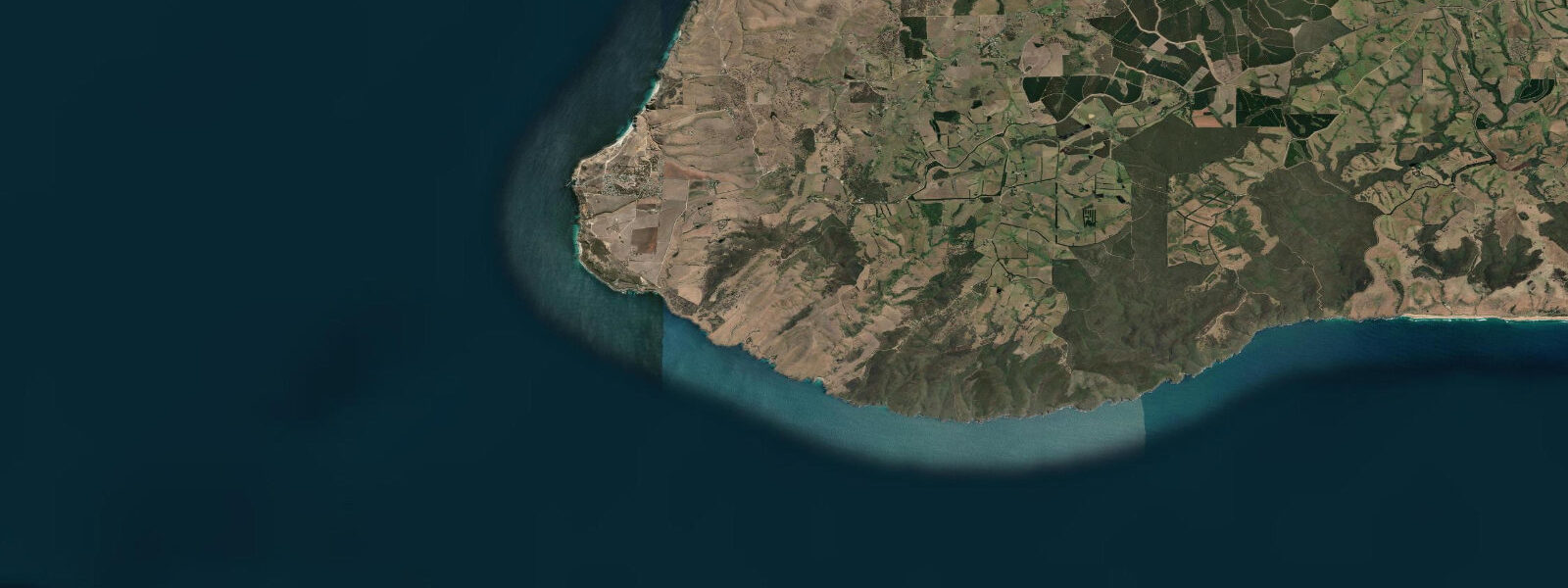 Satellite view of the coast near Cape Jervis