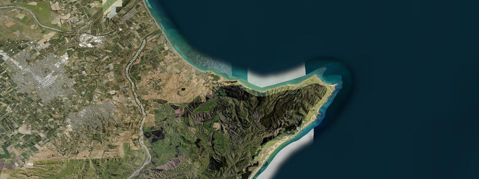 Satellite view of the coast near Cape Kidnappers