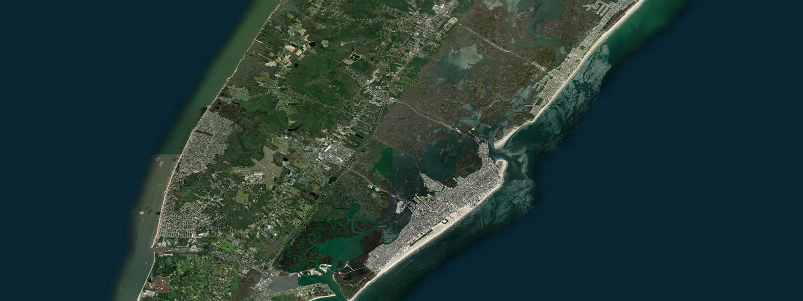 Satellite view of the coast near Cape May, NJ