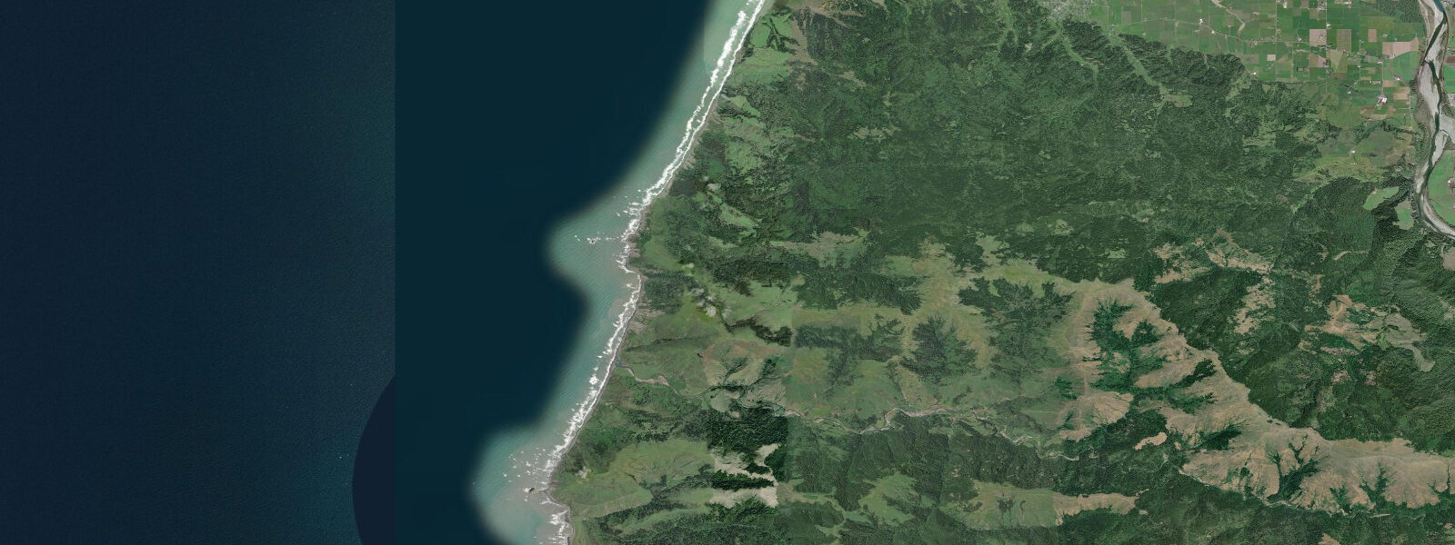 Satellite view of the coast near Cape Mendocino