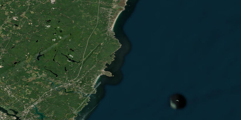 Satellite view of the coast near Cape Neddick