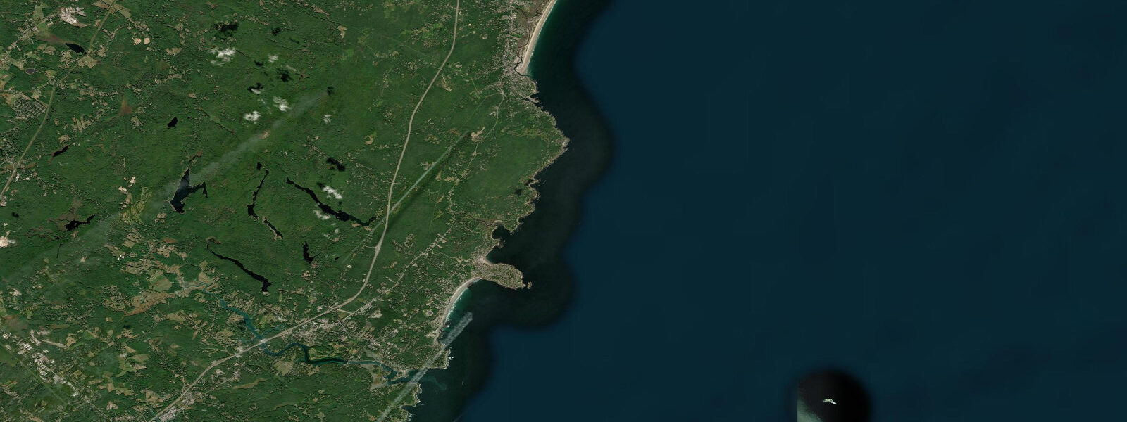 Satellite view of the coast near Cape Neddick