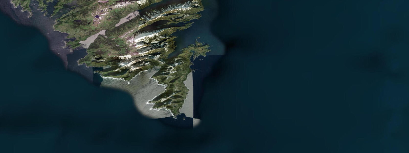Satellite view of the coast near Cape Ommaney