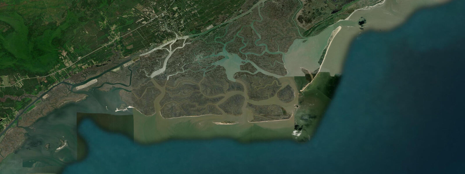 Satellite view of the coast near Cape Romain