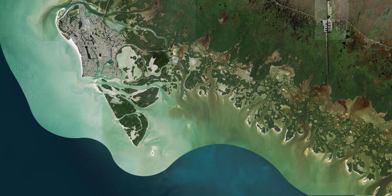 Satellite view of the coast near Cape Romano