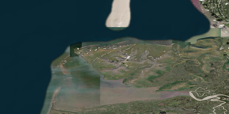 Satellite view of the coast near Cape Romanzof