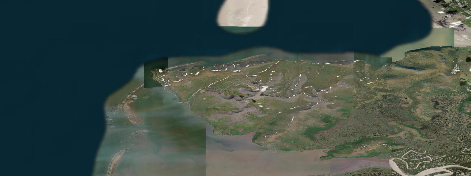 Satellite view of the coast near Cape Romanzof