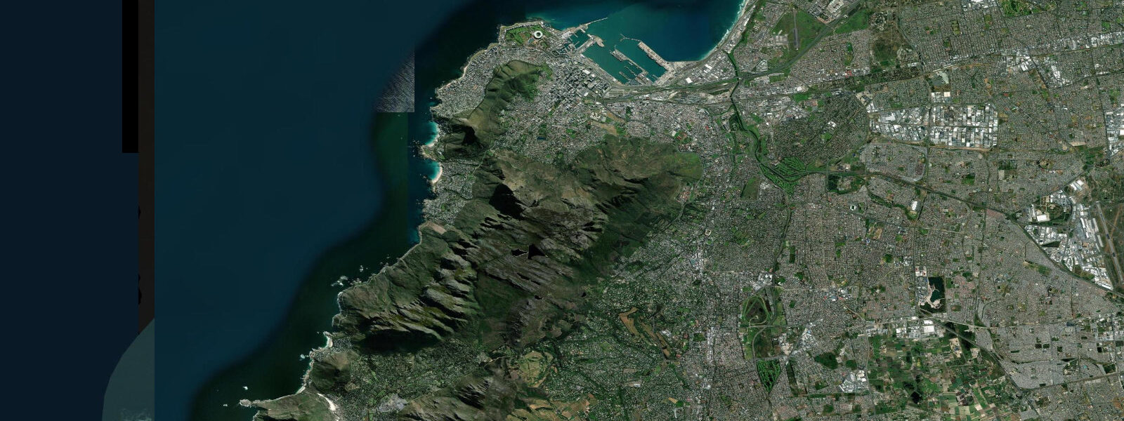 Satellite view of the coast near Cape Town, Western Cape