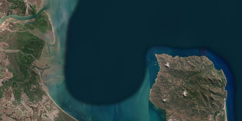 Satellite view of the coast near Cape Upstart