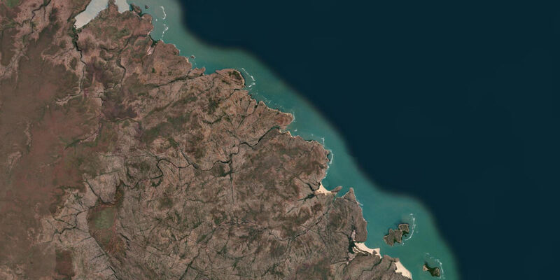 Satellite view of the coast near Cape Whiskey