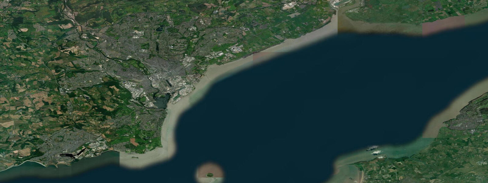 Satellite view of the coast near Cardiff