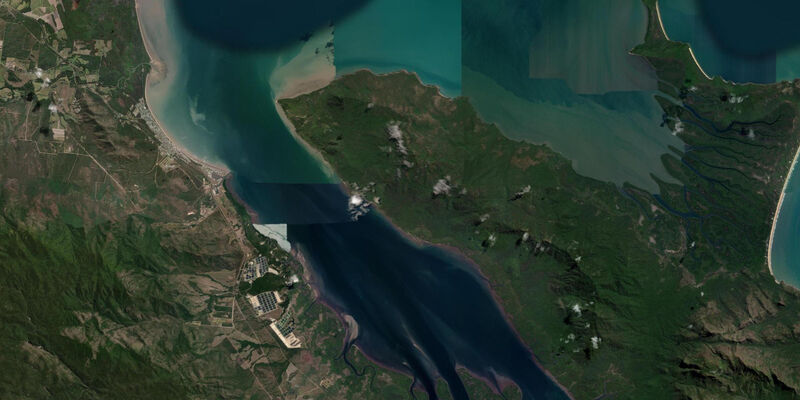 Satellite view of the coast near Cardwell