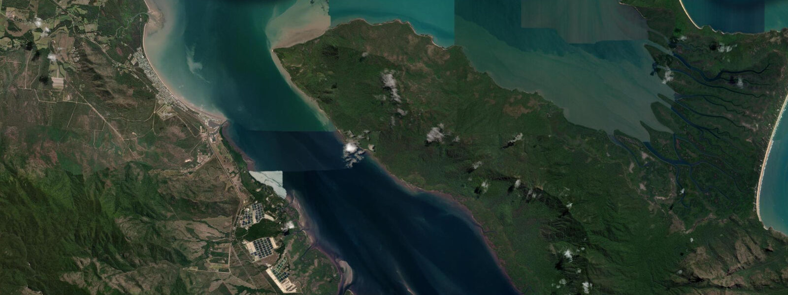 Satellite view of the coast near Cardwell