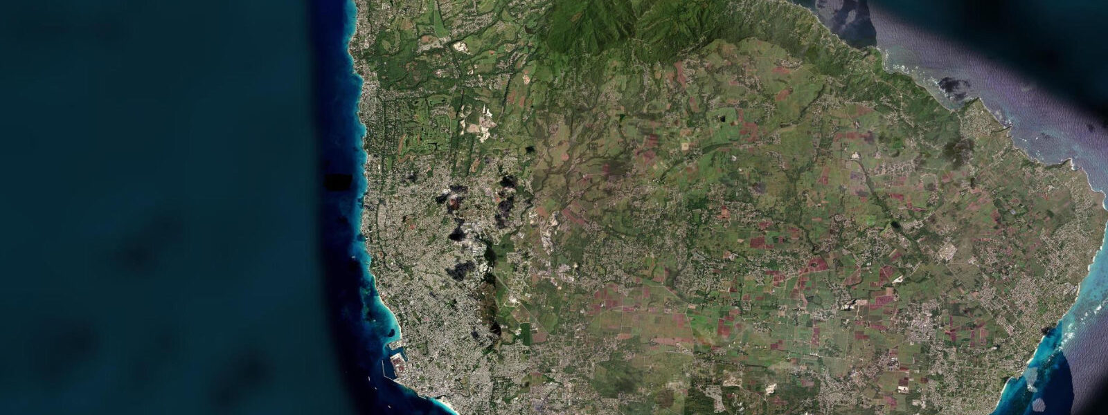 Satellite view of the coast near Carlisle Bay, Barbados