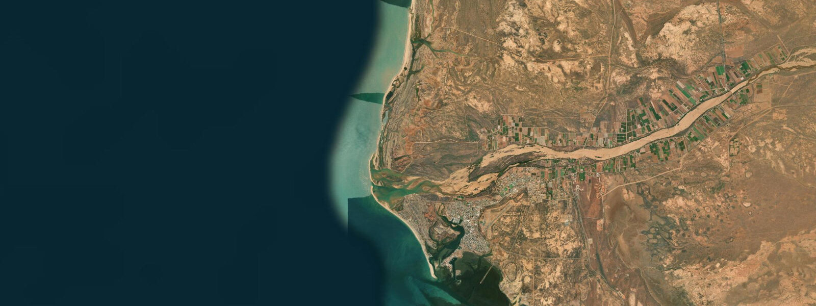 Satellite view of the coast near Carnarvon