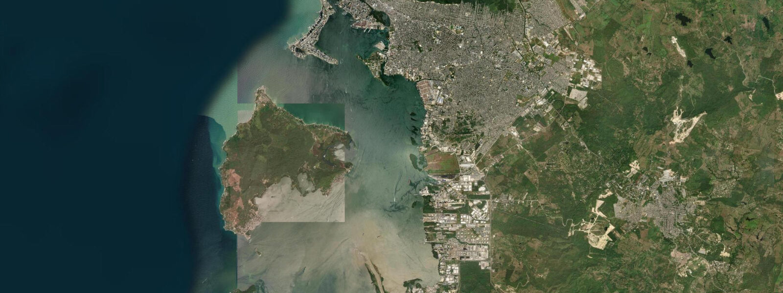 Satellite view of the coast near Cartagena de Indias, Colombia