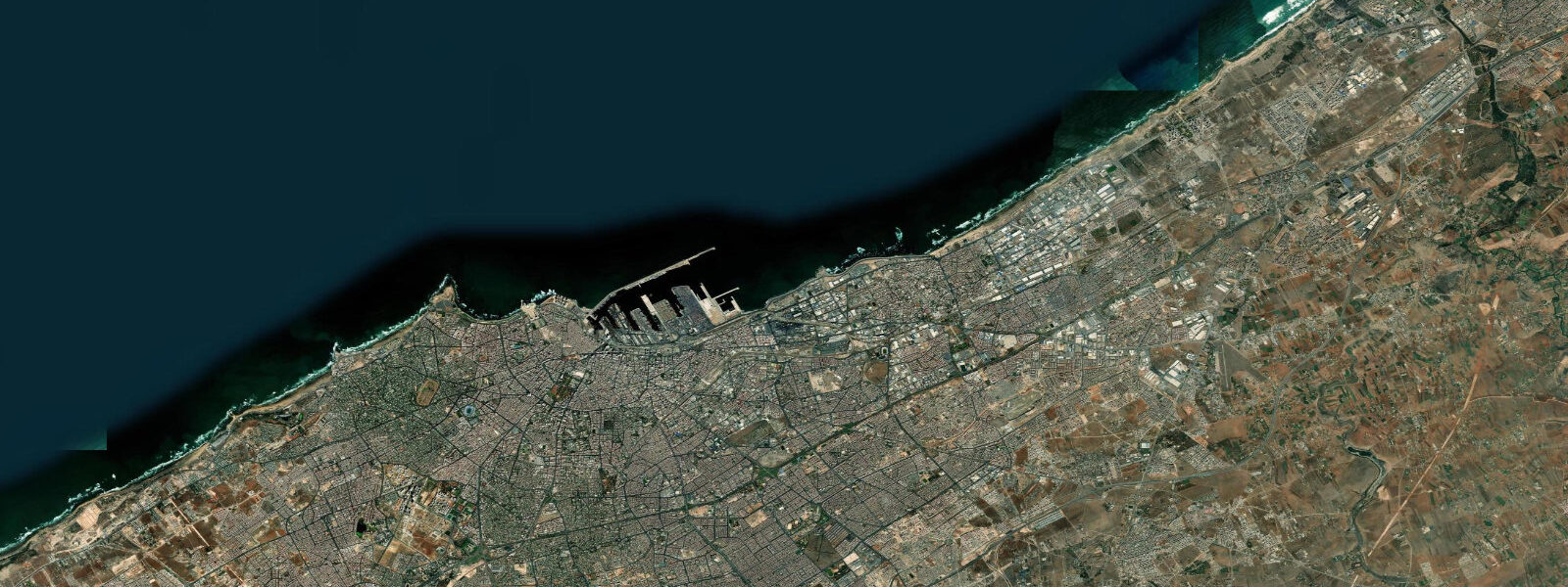Satellite view of the coast near Casablanca