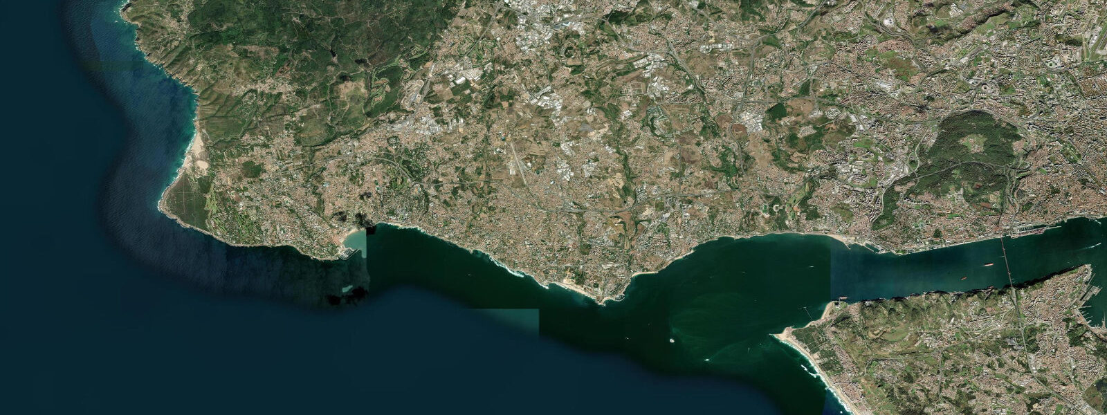 Satellite view of the coast near Cascais