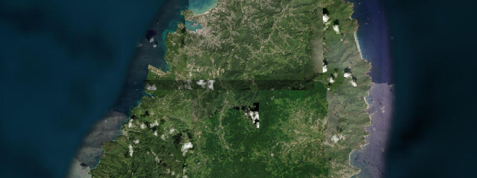Satellite view of the coast near Castries