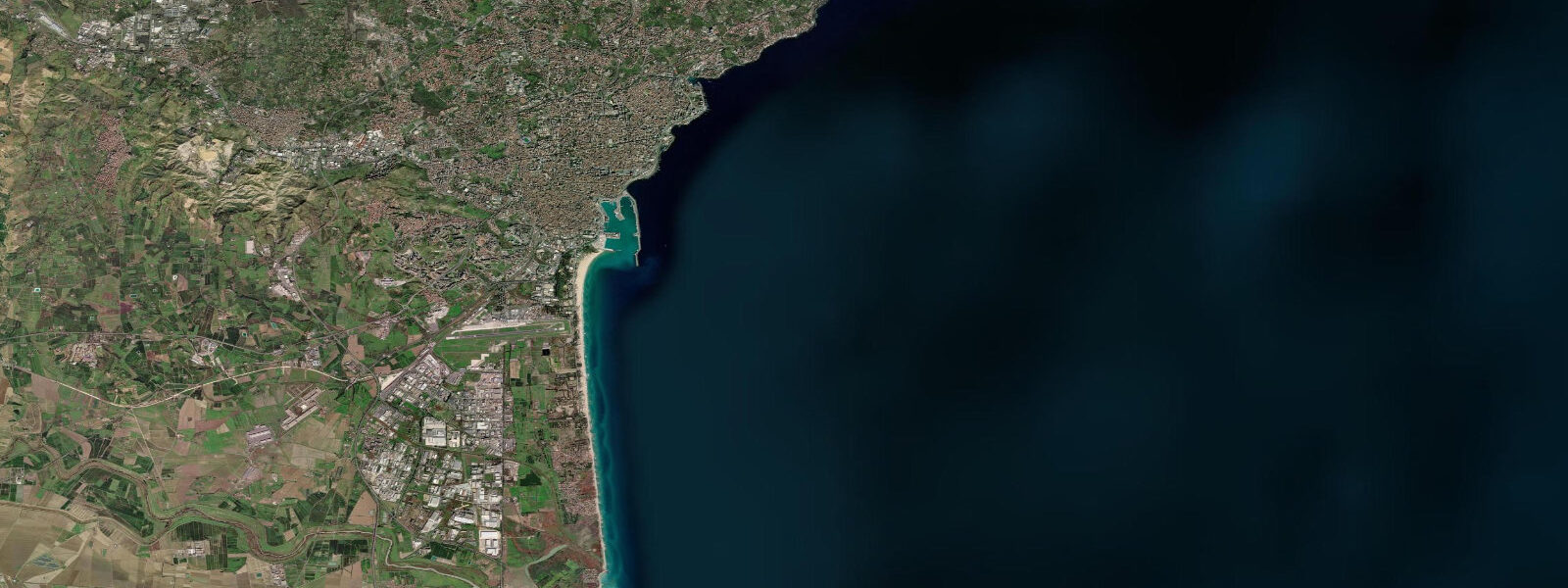 Satellite view of the coast near Catania, Sicily