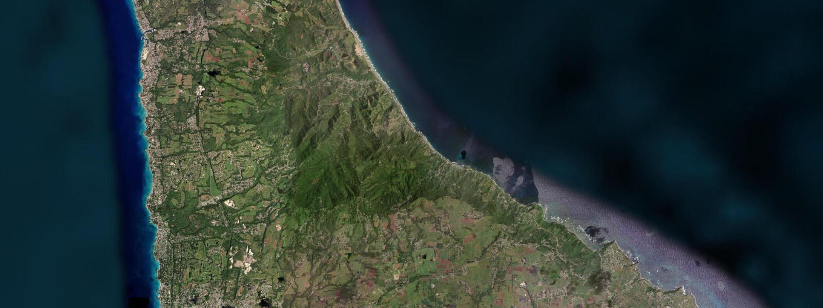 Satellite view of the coast near Cattlewash, Barbados