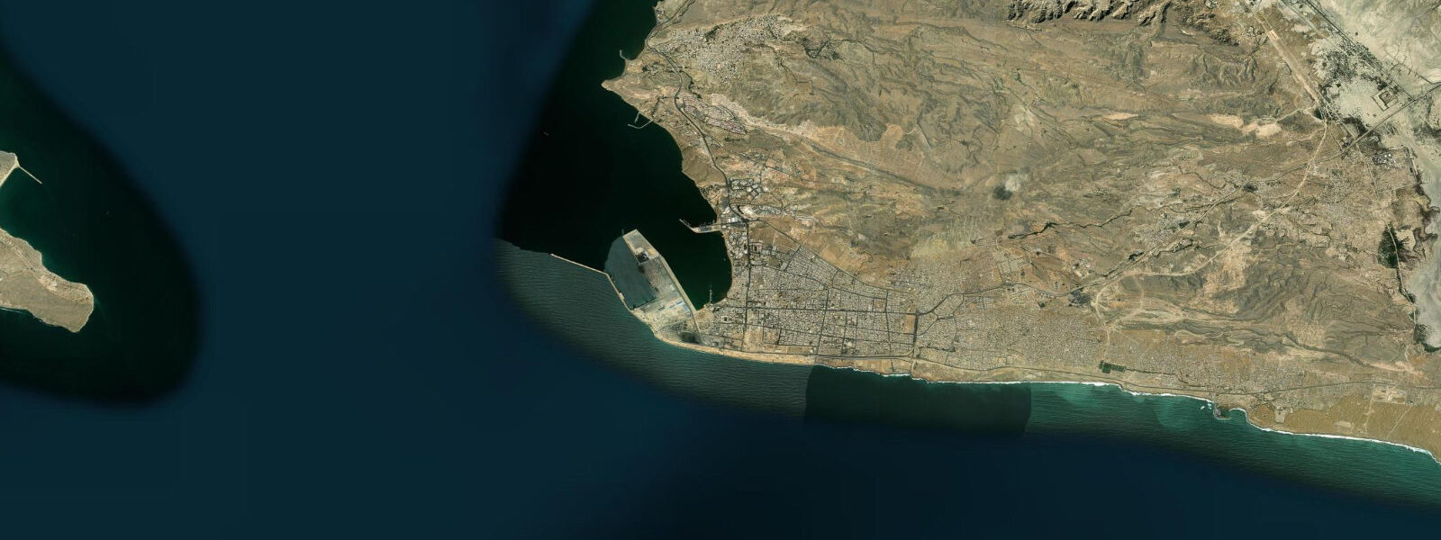 Satellite view of the coast near Chabahar