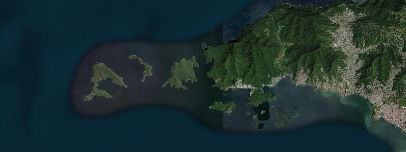 Satellite view of the coast near Chaguaramas