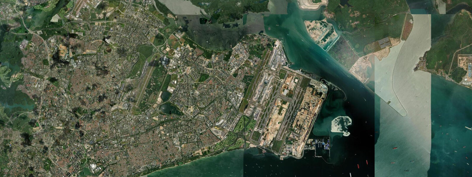 Satellite view of the coast near Changi Beach